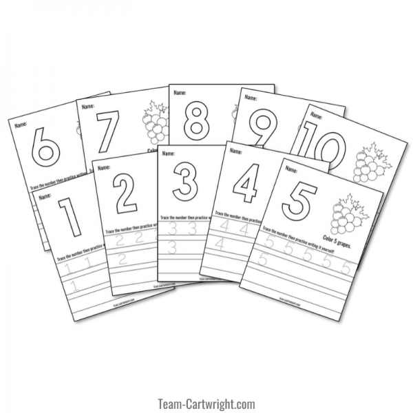 picture of printable counting worksheets for number writing practice with grape coloring cluster