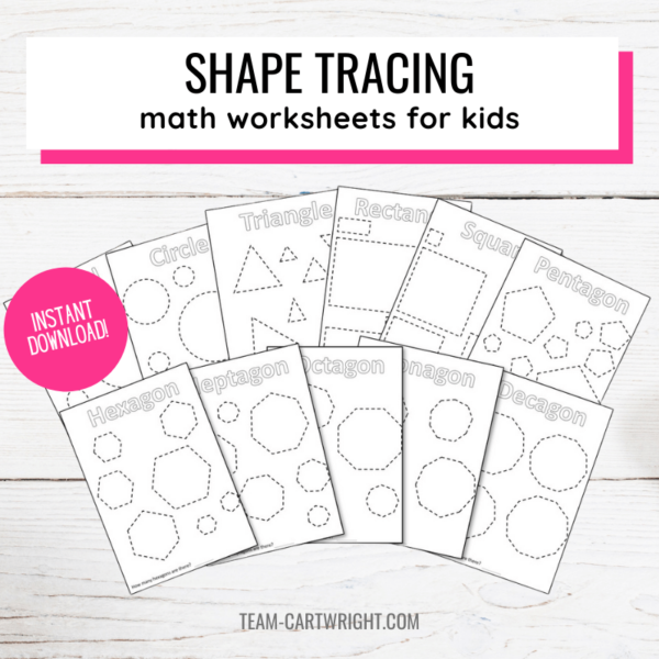 shape tracing worksheets for kids